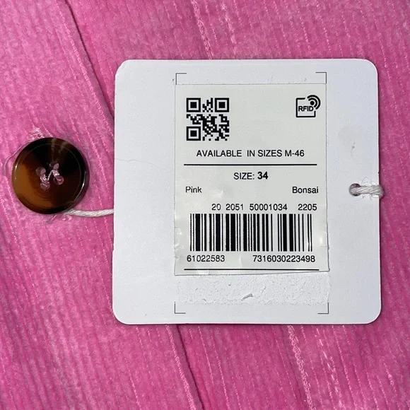 NWT.  Women’s Pink Corduroy Button down shirt.  Size 34. - Picture 8 of 9